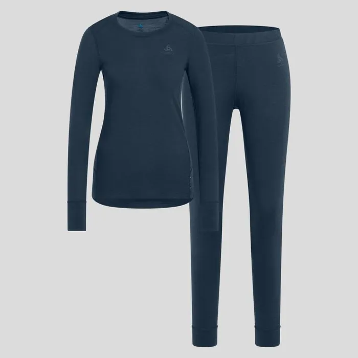 Odlo Base Layers The Natural Merino Warm Base Layer Set Blue Wing Teal 8211 Blue Ashes 8211 Women
