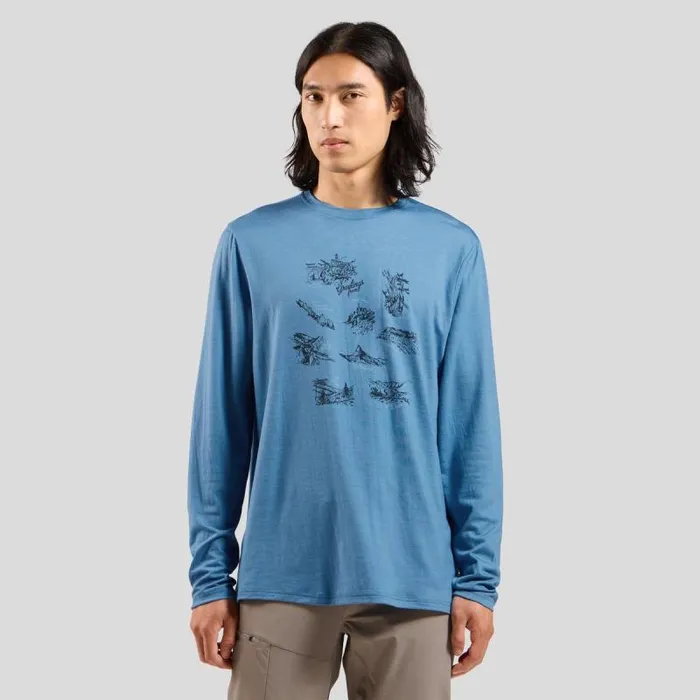 Odlo Mid Layers and Longsleeves The Ascent Merino 200 Swiss Explorer Long Sleeve TShirt Provincial Blue 8211 Men Odlo Mid Layers and Longsleeves The Ascent Merino 200 Swiss Explorer Long Sleeve TShirt Provincial Blue 8211 Men