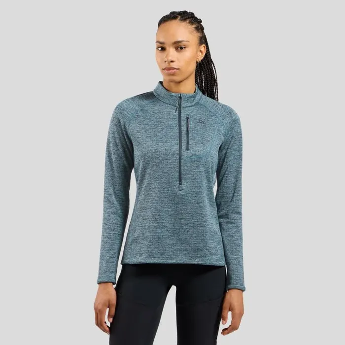 Odlo Mid Layers and Longsleeves The Tencia HalfZip Mid Layer Provincial Blue Melange 8211 Women Odlo Mid Layers and Longsleeves The Tencia HalfZip Mid Layer Provincial Blue Melange 8211 Women