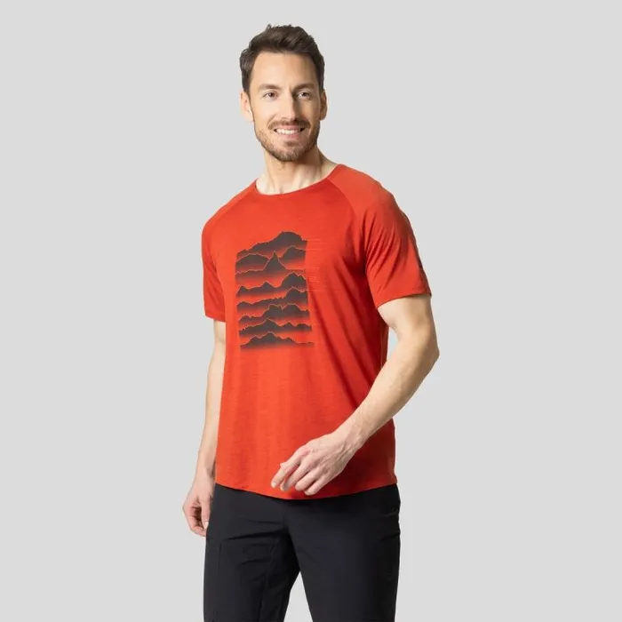 Odlo Tshirts and Polos The Ascent Performance Wool Light Sunrise TShirt Ketchup Melange 8211 Men Odlo Tshirts and Polos The Ascent Performance Wool Light Sunrise TShirt Ketchup Melange 8211 Men