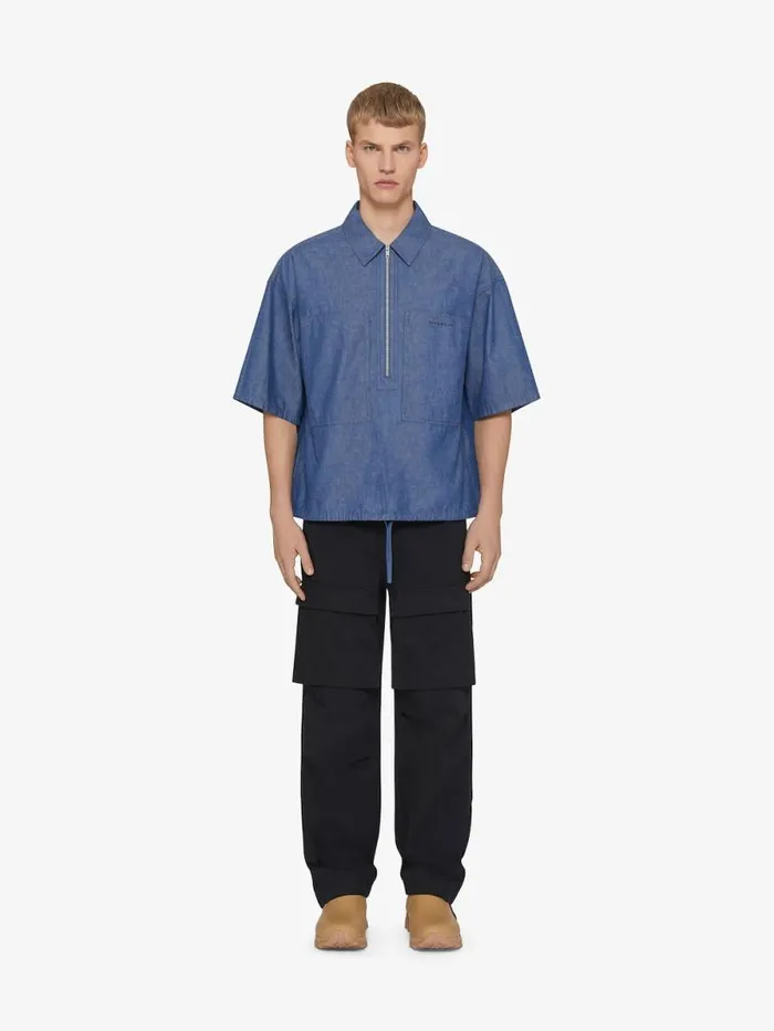 Overshirt In Denim Chambray Light Blue Men Givenchy Shirts
