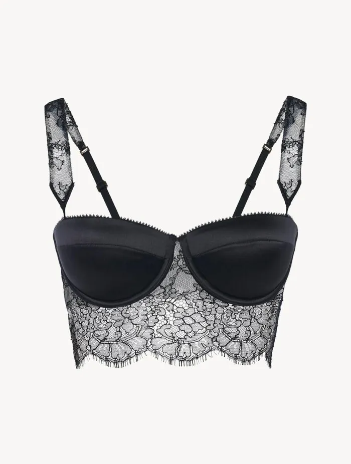 Padded Bralette In Black With Leavers Lace Lingerie La Perla Bralette