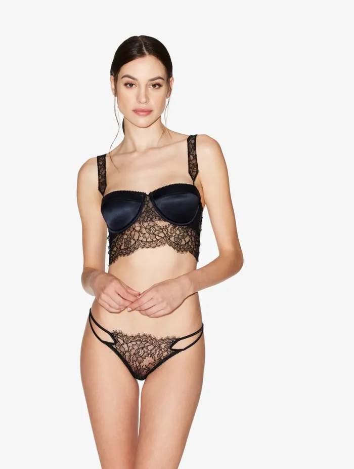 Padded Bralette In Black With Leavers Lace Lingerie La Perla Bralette