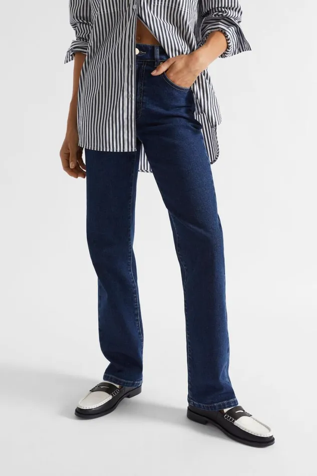 Pants Woman Seed Heritage Slim Leg Long Jean Night Blue Denim