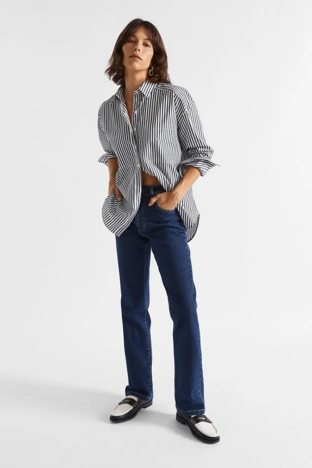 Pants Woman Seed Heritage Slim Leg Long Jean Night Blue Denim
