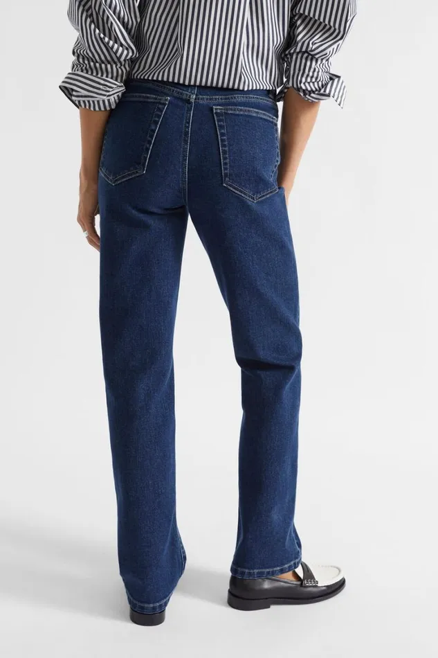 Pants Woman Seed Heritage Slim Leg Long Jean Night Blue Denim