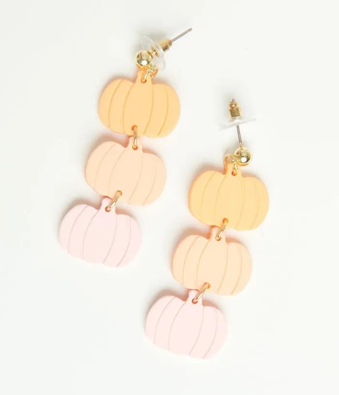 Pastel Pumpkin Drop Earrings AccessoriesHalloween Unique Vintage Accessories