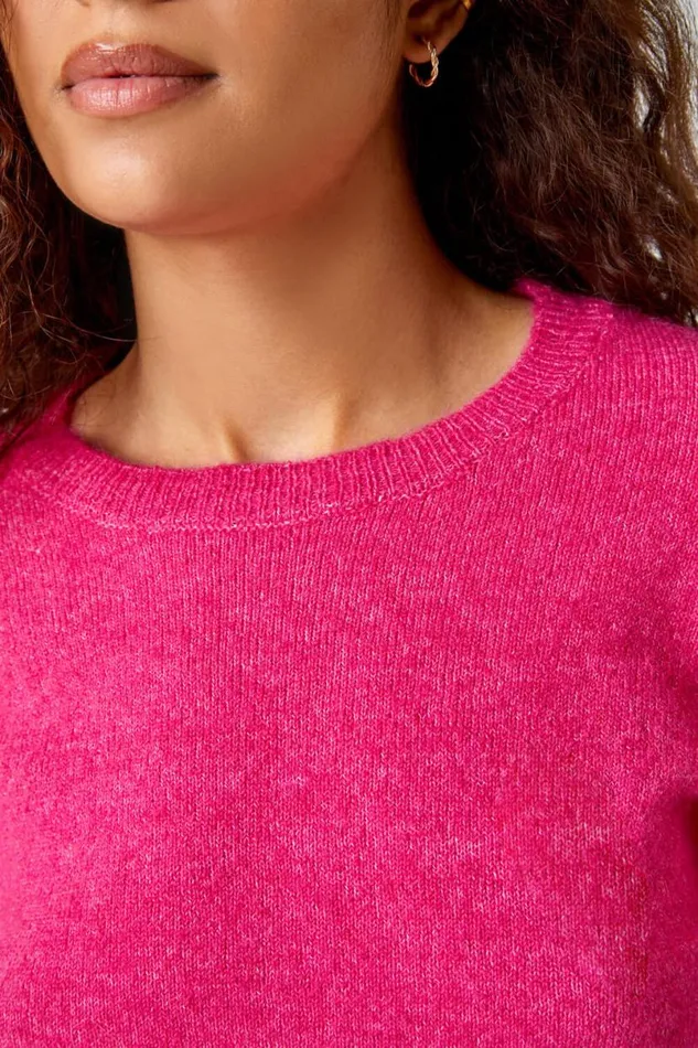 Pink Crew Neck Stretch Jumper Women Roman Knitwear