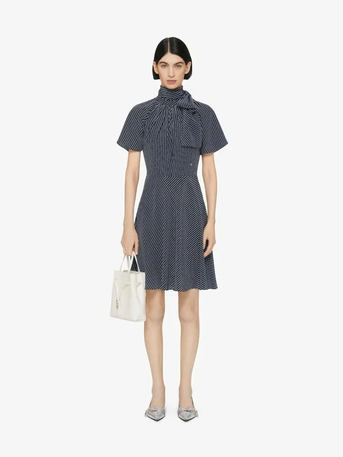 Polka Dots Dress In Silk With Lavallire Navywhite Women Givenchy Dresses