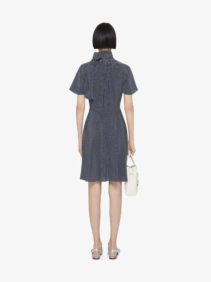 Polka Dots Dress In Silk With Lavallire Navywhite Women Givenchy Dresses