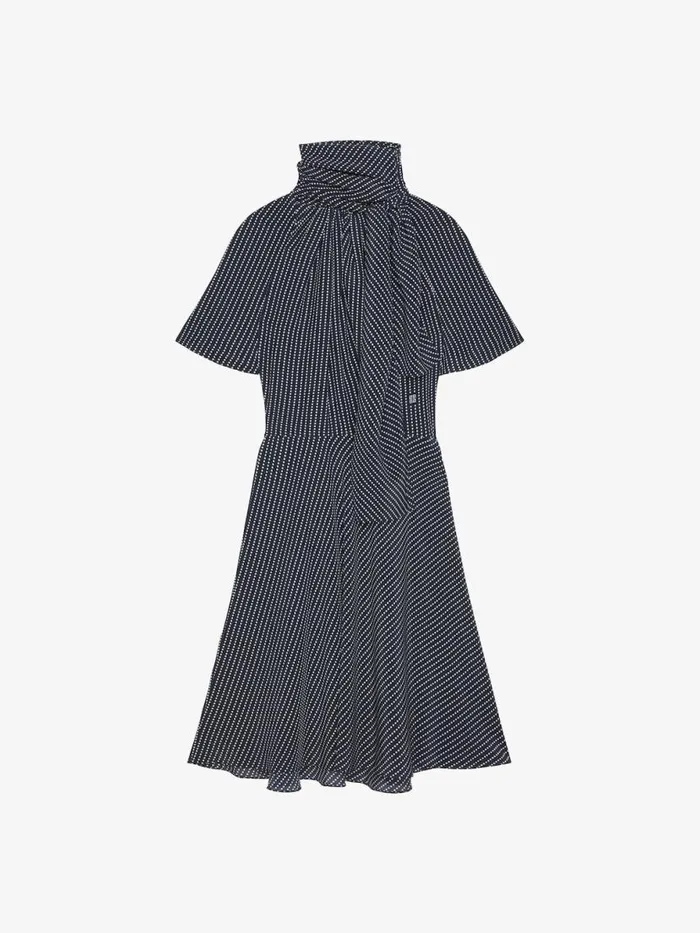 Polka Dots Dress In Silk With Lavallire Navywhite Women Givenchy Dresses