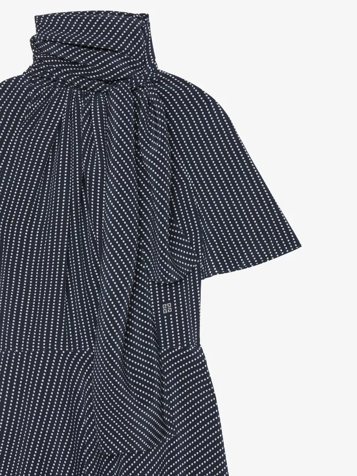 Polka Dots Dress In Silk With Lavallire Navywhite Women Givenchy Dresses