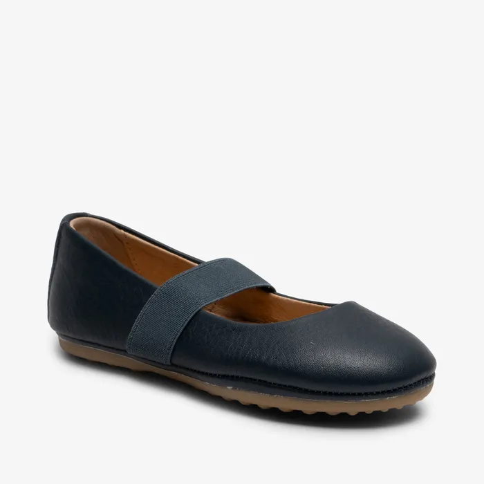 quinn navy Blue Ballerinas bisgaardshoes KIDS