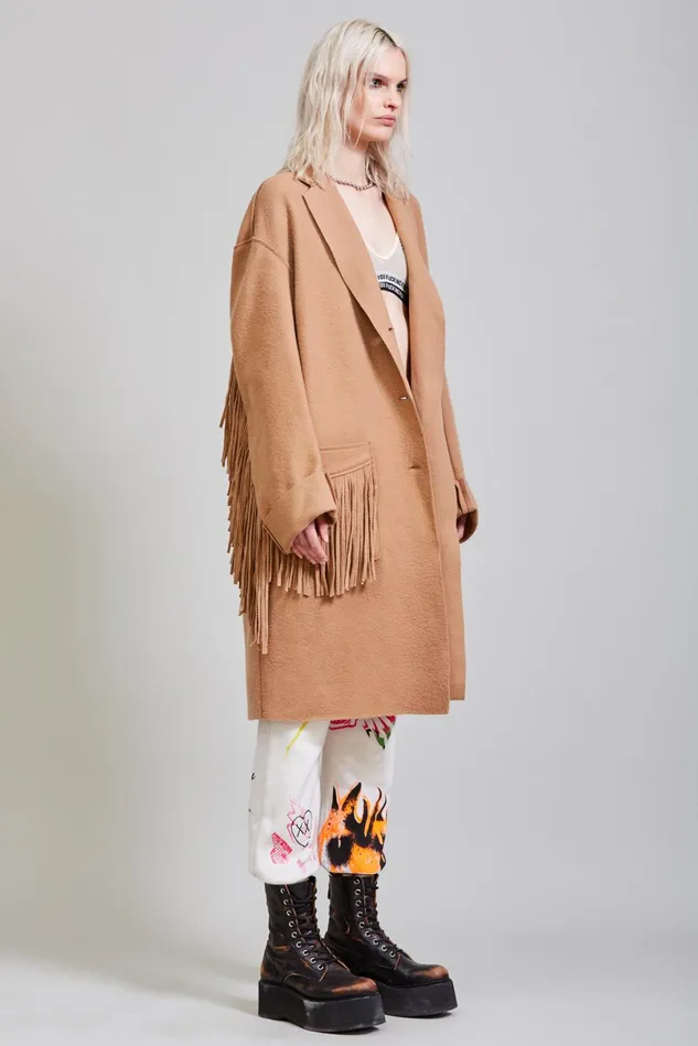 R13 Jackets and Coats Women Fringe Raw Cut Coat 8211 Camel R13 Jackets and Coats Women Fringe Raw Cut Coat 8211 Camel