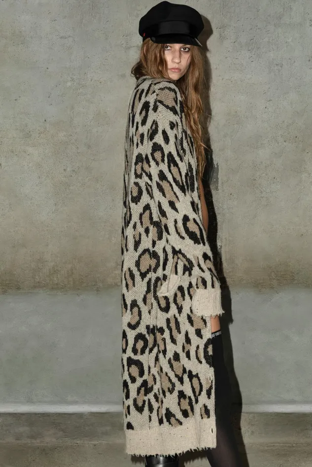 R13 Sweaters Women Long Leopard Cardigan