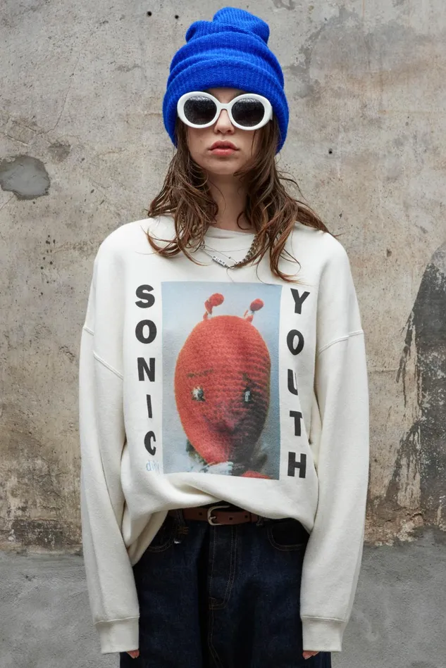R13 Sweatshirts Women Sonic Youth Dirty Oversized Crewneck