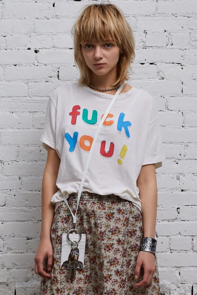 R13 TShirts Women Fu Boy TShirt 8211 Ecru