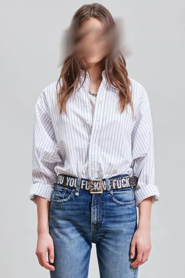 R13 Tops Women Dolman Sleeve Shirt 8211 Royal Blue Wide Pinstripe