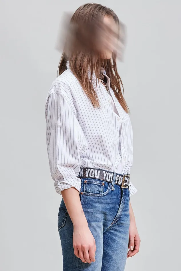 R13 Tops Women Dolman Sleeve Shirt 8211 Royal Blue Wide Pinstripe