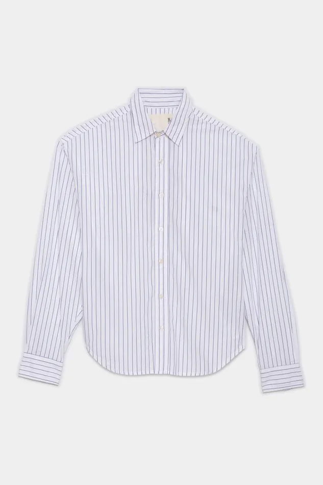 R13 Tops Women Dolman Sleeve Shirt 8211 Royal Blue Wide Pinstripe