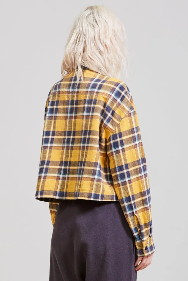 R13 Tops Women Oversized Cropped Shirt 8211 Yellow Plaid