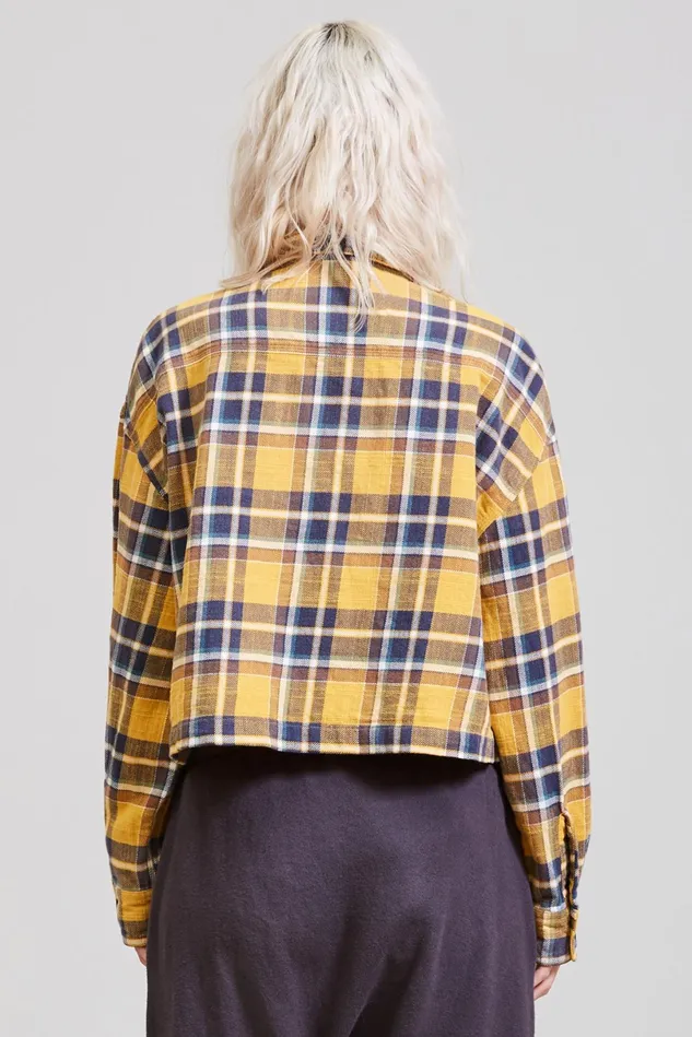 R13 Tops Women Oversized Cropped Shirt 8211 Yellow Plaid