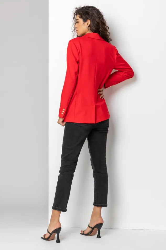 Red Double Breasted Smart Blazer Women Roman Occasionwear