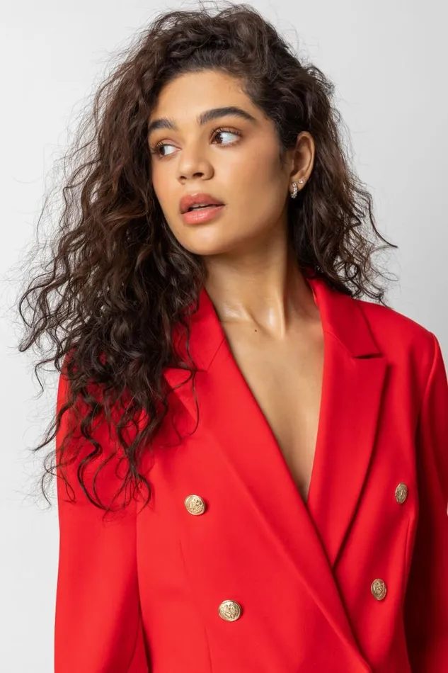 Red Double Breasted Smart Blazer Women Roman Occasionwear