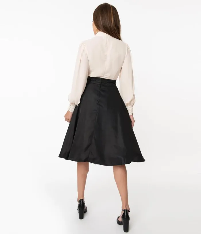 Retro Style Black High Waist Vivien Swing Skirt Clothing Unique Vintage Skirts