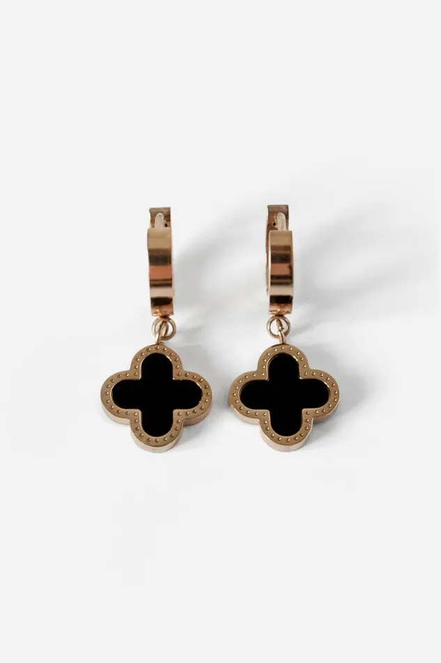Rose Gold Clover Drop Earrings Women Roman Jewellery
