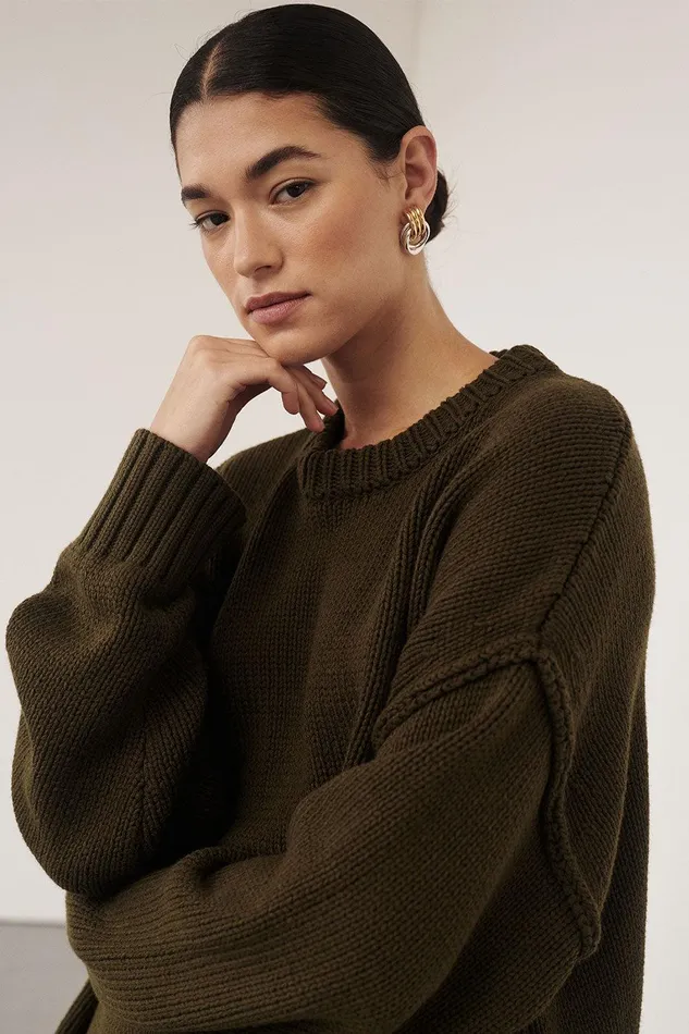 ROY OLIVE LONGLINE KNIT JUMPER Women DISSH Knitted