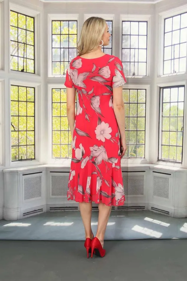 Scarlet Julianna Floral Print Chiffon Dress Women Roman Occasionwear