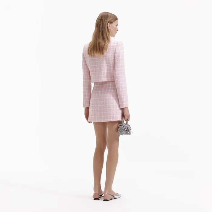 Self Portrait Bottoms Pink Boucle Button Mini Skirt 8211 Women