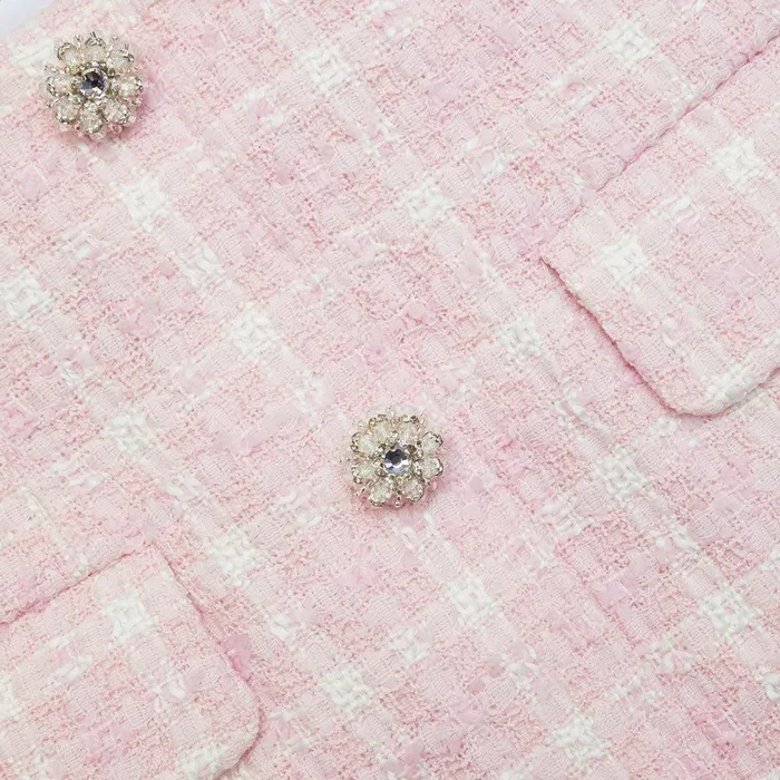 Self Portrait Bottoms Pink Boucle Button Mini Skirt 8211 Women