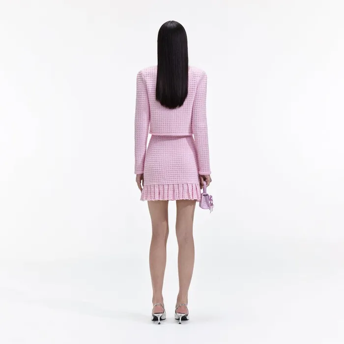 Self Portrait Bottoms Pink Sequin Textured Knit Skirt 8211 Women