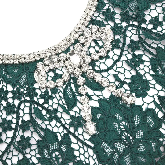 Self Portrait Dresses Green Lace Diamante Bow Midi Dress 8211 Women