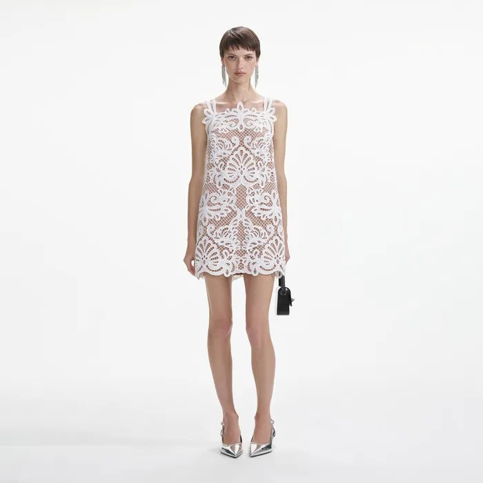 Self Portrait Dresses White Guipure Lace Mini Dress 8211 Women