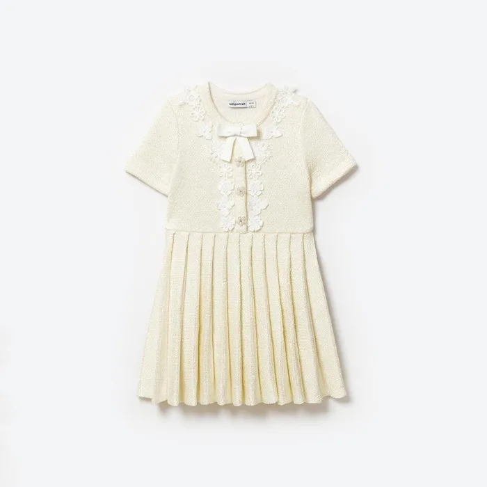 Self Portrait Knitwear Cream Knit Mini Dress 8211 Kids