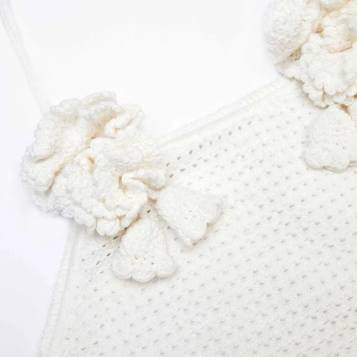 Self Portrait Knitwear White Crochet Mini Dress 8211 Women