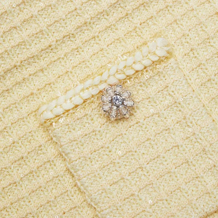 Self Portrait Knitwear Yellow Textured Knit Skirt 8211 Women