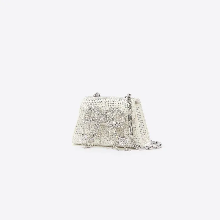 Self Portrait Micro Cream Rhinestone Micro Bow Bag 8211 Women
