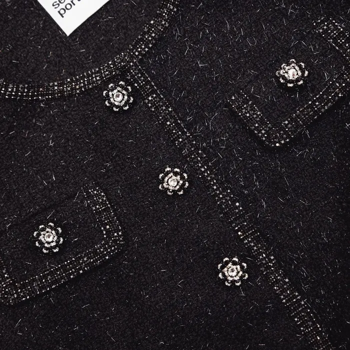 Self Portrait Outerwear Black Boucle Trimmed Jacket 8211 Women