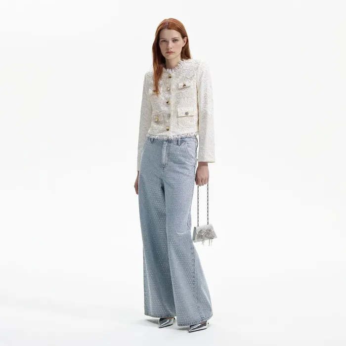 Self Portrait Outerwear Cream Cord Lace Jacket 8211 Women