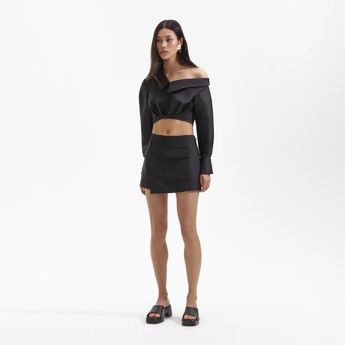 Self Portrait Tops Black Taffeta Top 8211 Women