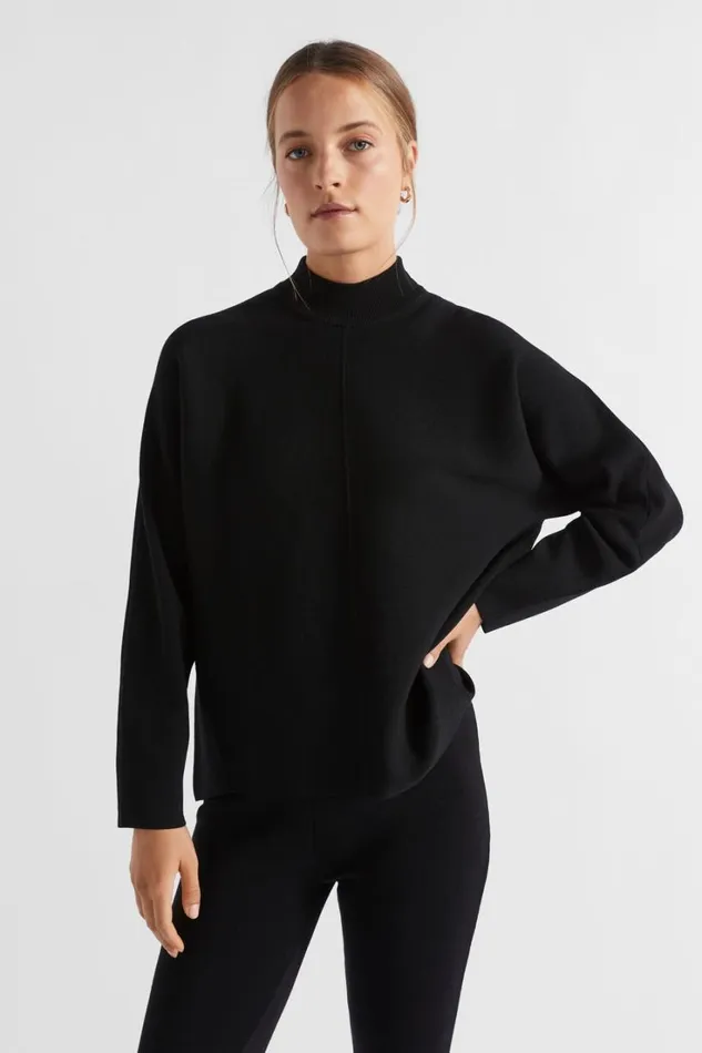 Sets Woman Seed Heritage Crepe Cocoon Knit Black