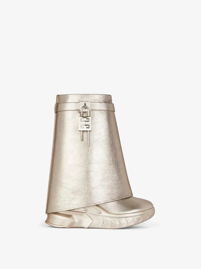 Shark Lock Biker Ankle Boots In Leather Dusty Golden Women Givenchy Shark Lock