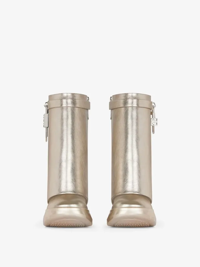 Shark Lock Biker Ankle Boots In Leather Dusty Golden Women Givenchy Shark Lock