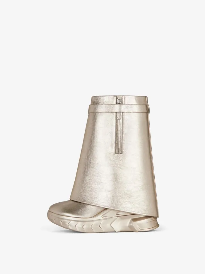 Shark Lock Biker Ankle Boots In Leather Dusty Golden Women Givenchy Shark Lock