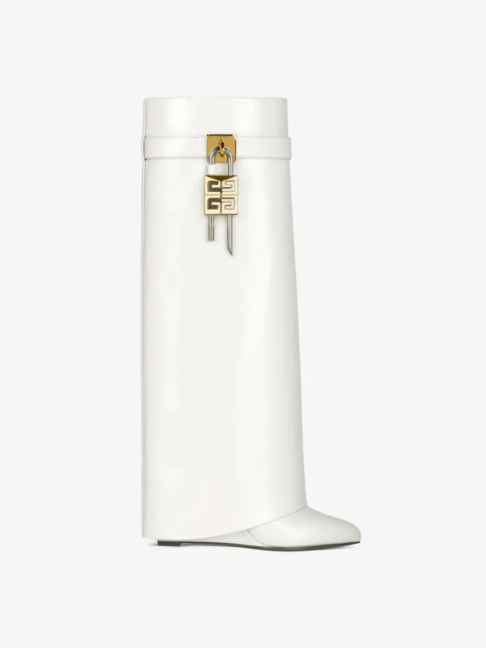 Shark Lock Boots In Leather Ivory Women Givenchy Shark Lock