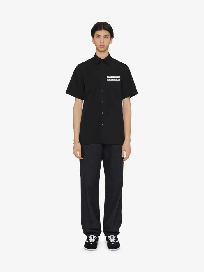Shirt In Poplin With Gros Grain Black Men Givenchy Shirts